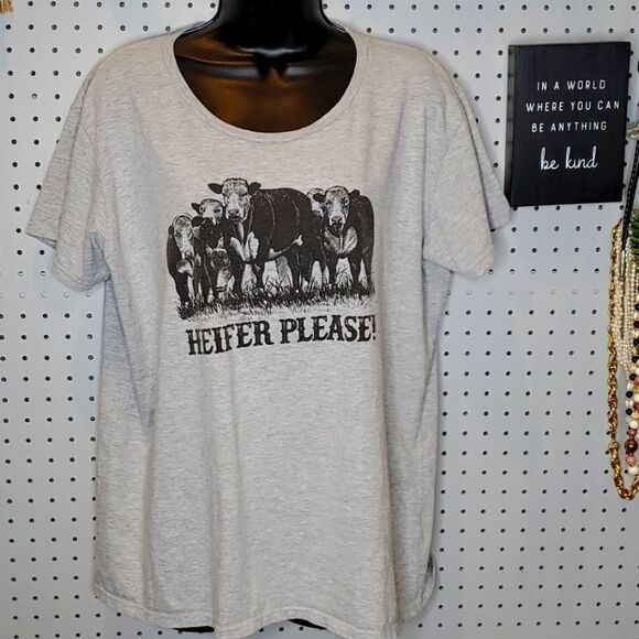 Heifer Please! Gray Ladies Tshirt Tee, Sz 2XL, Novelty Fun - Picture 1 of 4